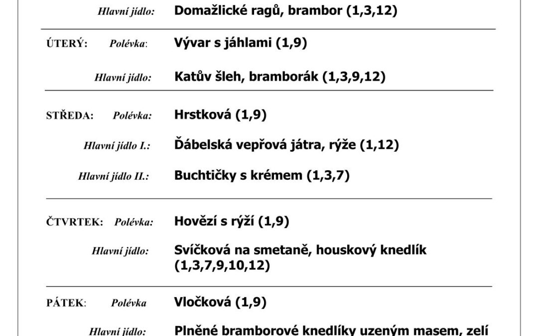 Jídelní lístek