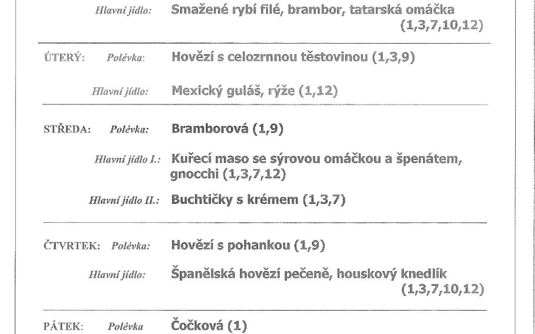 Jídelní lístek