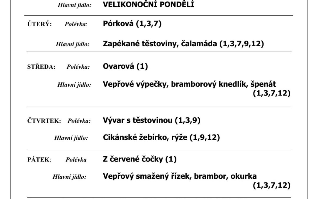 Jídelní lístek