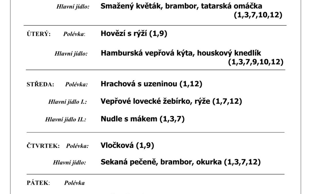 Jídelní lístek