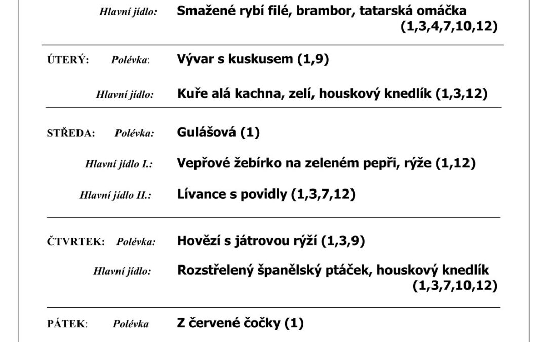 Jídelní lístek