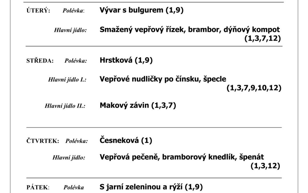 Jídelní lístek
