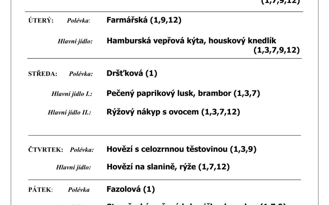 Jídelní lístek