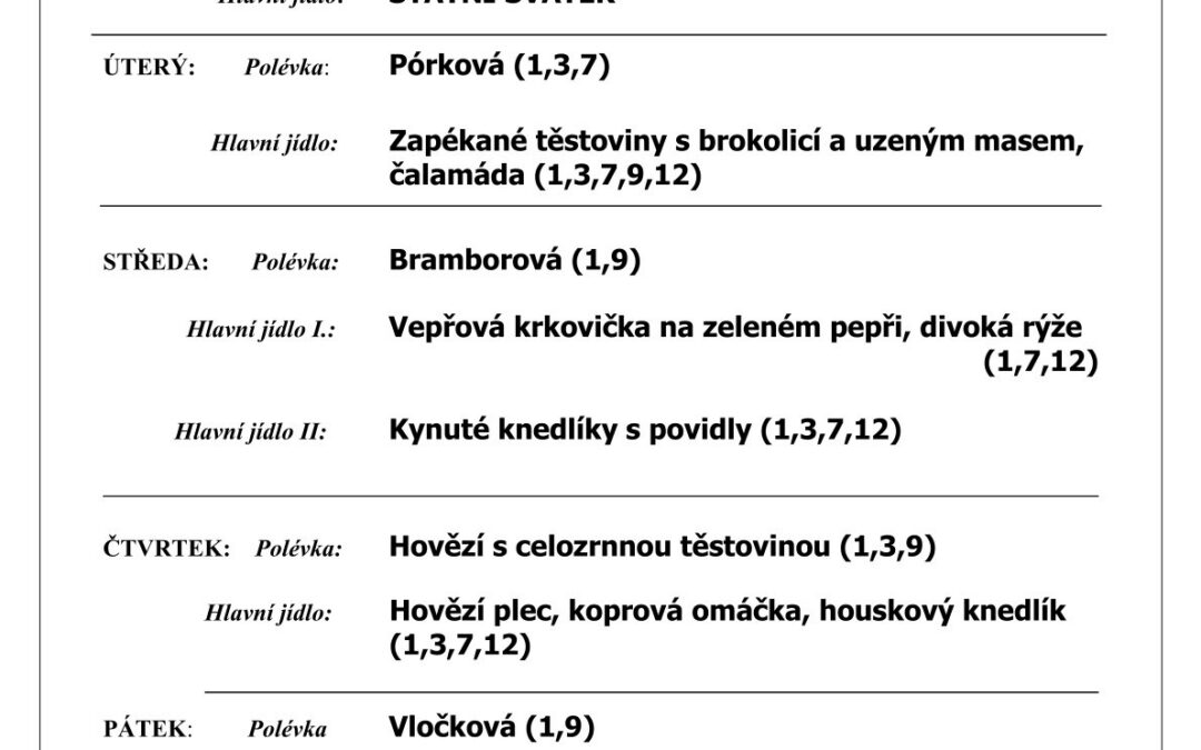 Jídelní lístek