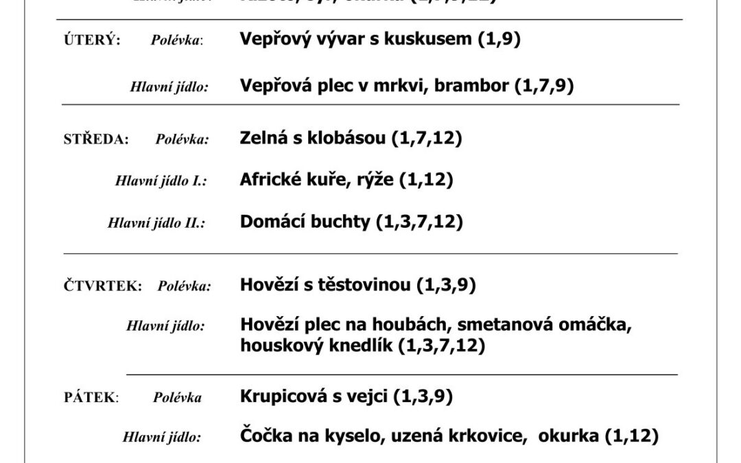 Jídelní lístek