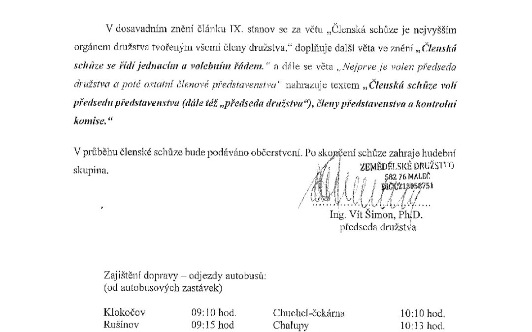 Členská schůze 2026